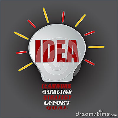 Idea bulb with teamwork, marketing, strategy, effort, and goal Stock Photo