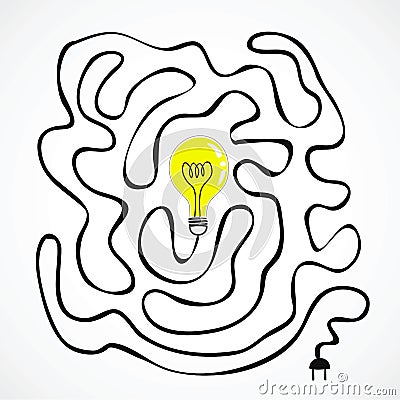 Idea bulb with wire labyrinth Vector Illustration