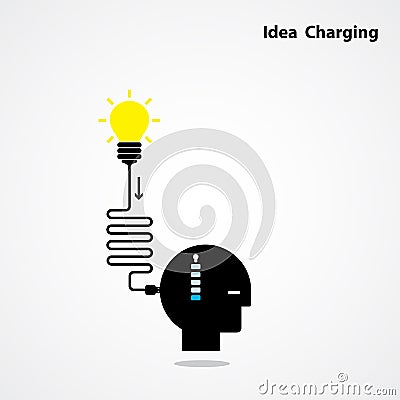 Idea charging idea concept.I need Idea concept. Businessman head Vector Illustration