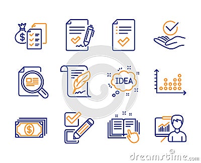 Idea, Checkbox and Feather icons set. Payment, Check article and Approved checklist signs. Vector Vector Illustration