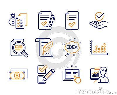 Idea, Checkbox and Feather icons set. Payment, Check article and Approved checklist signs. Vector Vector Illustration