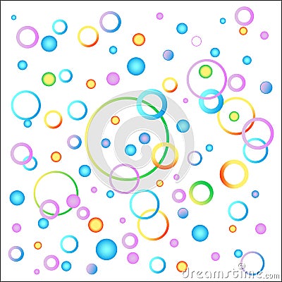 The idea of a child`s background image in a variety of colors. Balloons and spirals of festive colors. vector image Vector Illustration