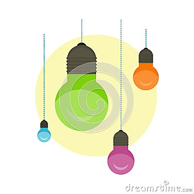 Idea Concept Background. Glowing Light Bulb Vector Illustration