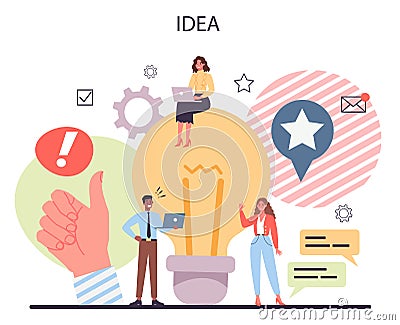 Idea concept. Business people generating idea. Creative mind Vector Illustration