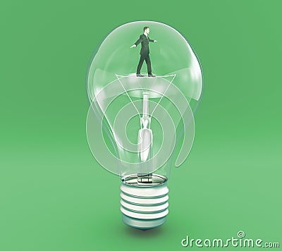 Idea concept businessman on filament Stock Photo