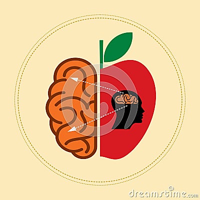 Idea concept illustration with fruit and brain Vector Illustration