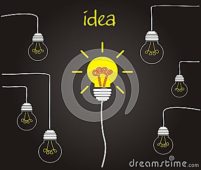 Idea concept - incandescent bulbs on the wires Stock Photo