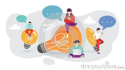 Idea concept. Thinking about innovation and find solution Vector Illustration