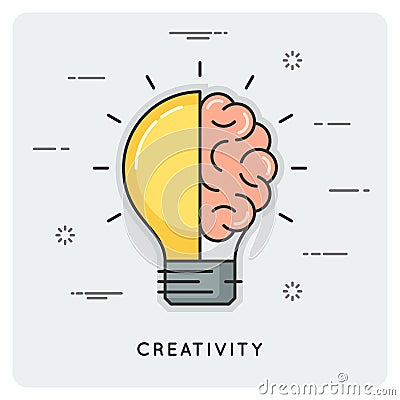 Idea and creativity. Thin line concept. Vector Illustration