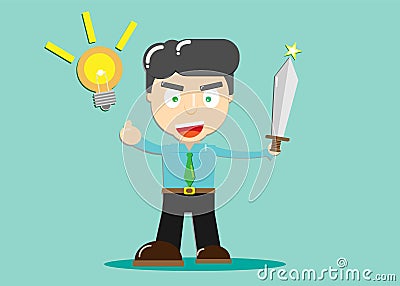 Idea and Creativity is your best weapon in work, fight with your Brain for business concept Stock Photo