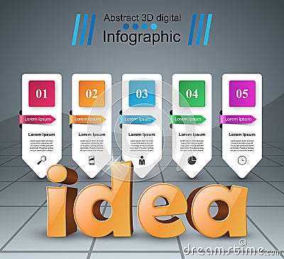 Idea 3d business infographics. Vector Illustration