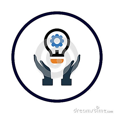 idea, gear, bulb, light bulb, hand, idea on hand icon Vector Illustration