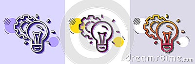Idea gear line icon. Settings cogwheel sign. Working process. Halftone dotted pattern. Vector Vector Illustration