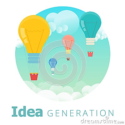 Idea generation concept. Vector illustration of creative process Vector Illustration