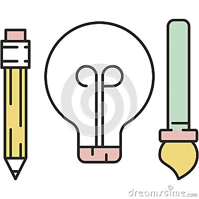 Idea icon bulb light and creative tool vector Vector Illustration