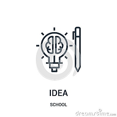 idea icon vector from school collection. Thin line idea outline icon vector illustration. Linear symbol for use on web and mobile Vector Illustration