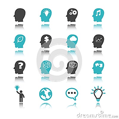 Idea icons with reflection Vector Illustration