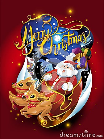 Beautiful Merry Christmas eCard Vector Illustration