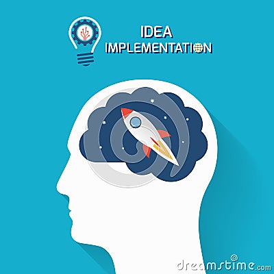 Idea implementation and startup business concept. Vector Illustration