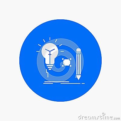 Idea, insight, key, lamp, lightbulb White Glyph Icon in Circle. Vector Button illustration Vector Illustration