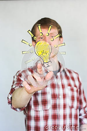 idea lamp concept. man handsome Stock Photo