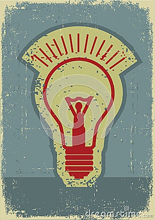 Idea lamp.Grunge symbol of light bulb Vector Illustration