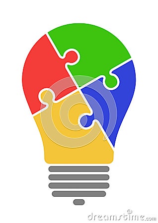 Idea Lamp Jigsaw Illustration Vector Illustration