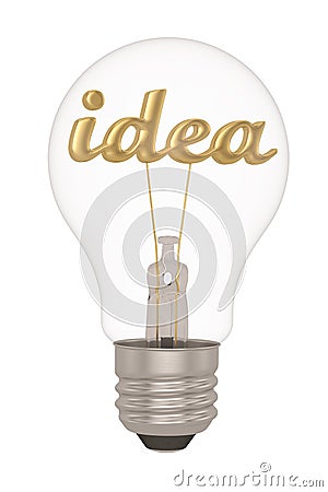 Idea letter and light bulb on white background.3D illustration Cartoon Illustration