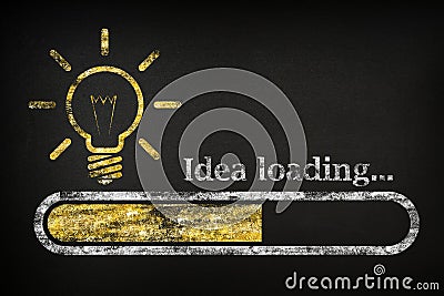 Idea loading concept suitable. Progress bar loading a new idea, for business and career. A loading bar on a blackboard in Stock Photo