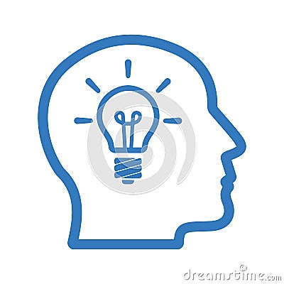 Idea making, thinking icon. Blue color variant Vector Illustration