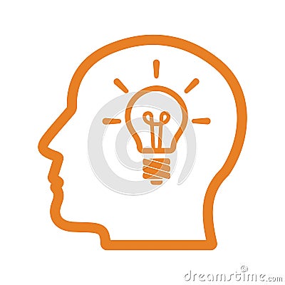 Idea making, thinking icon. Orange vector Vector Illustration