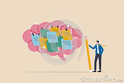 Idea memo, brainstorm or scrum sticky notes, productive plan, memory or task reminder, mind map for work arrangement, thought and Vector Illustration