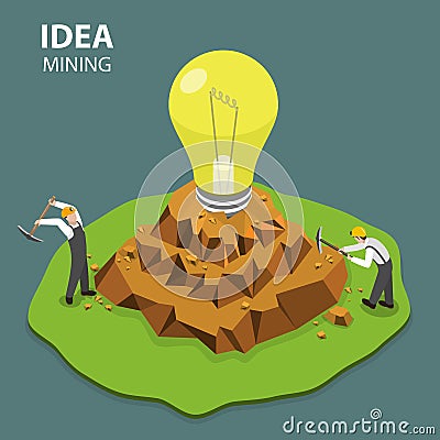 Idea mining flat isimetric vector illustration Vector Illustration