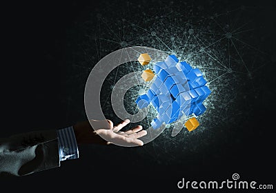 Idea of new technologies and integration presented by cube figure Stock Photo