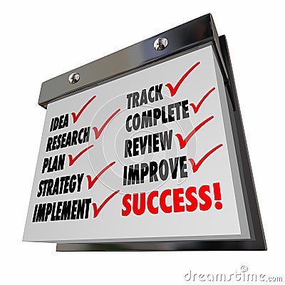 Idea Plan Strategy Implement Track Improve Calendar Stock Photo