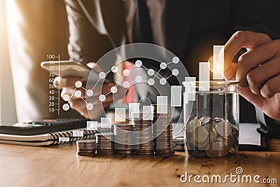 Idea saving energy and accounting finance concept Stock Photo