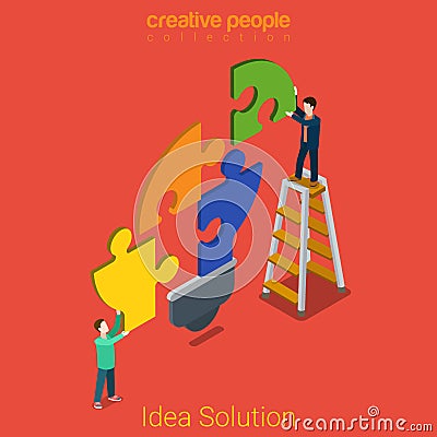 Idea solution problem lamp business flat 3d vector isometric Vector Illustration