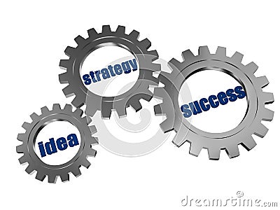 Idea, strategy, success in silver grey gearwheels Stock Photo