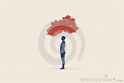 The idea of thinking too much, overwhelmed issues or busy problems to be resolved, practical solutions for troubles Stock Photo
