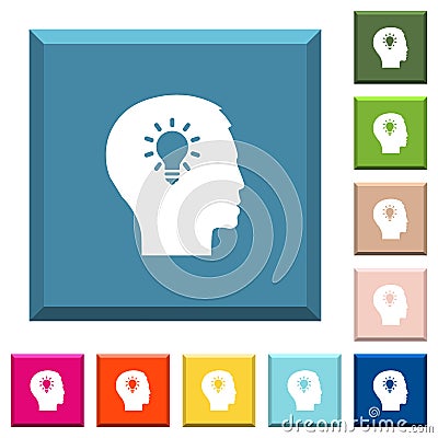 Idea white icons on edged square buttons Stock Photo