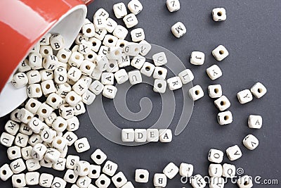 IDEA word formed by wood alphabet blocks. Wooden ABC Stock Photo