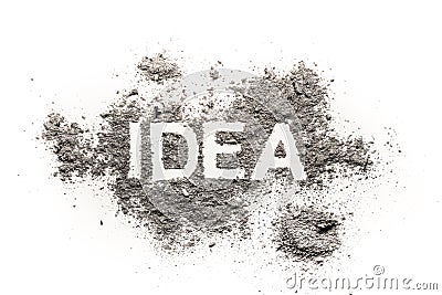Idea word written in ash, dust, filth or dirt Stock Photo