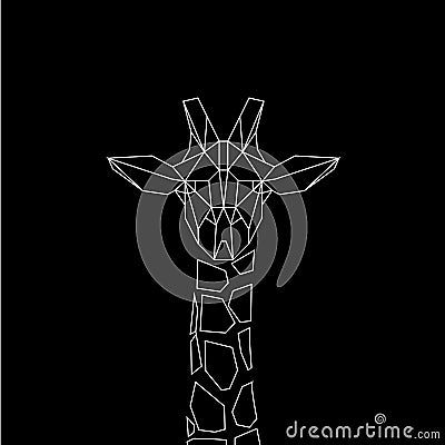 Linear abstraction with image giraffe Vector Illustration