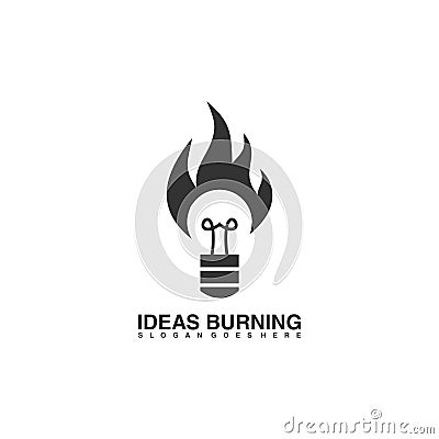 ideas burning bulb fire vector logo design Vector Illustration