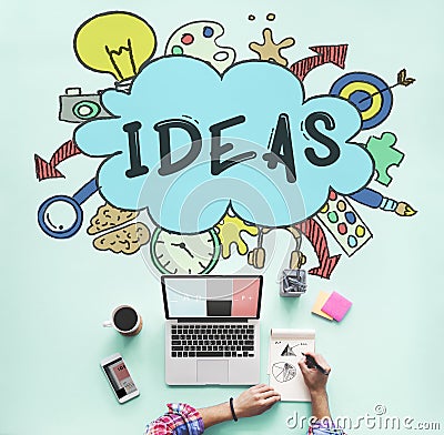Ideas Cloud Bulb Bubble Creative Graphic Concept Stock Photo