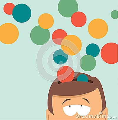 Ideas coming out of head or mind Vector Illustration