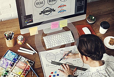 Ideas Creative Occupation Design Studio Drawing Startup Concept Stock Photo