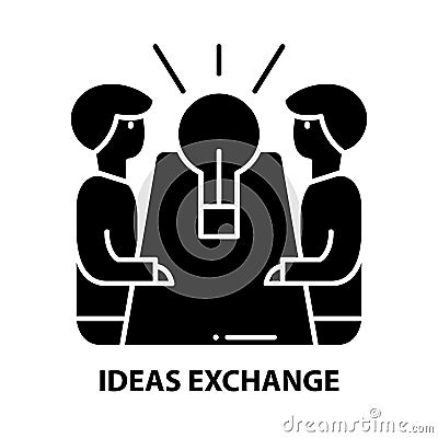 ideas exchange icon, black vector sign with editable strokes, concept illustration Cartoon Illustration