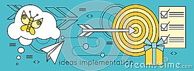 Ideas Implementation Background in Flat Vector Illustration