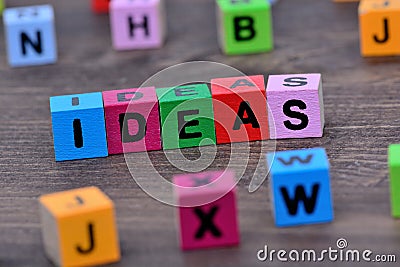 Ideas word on table Stock Photo